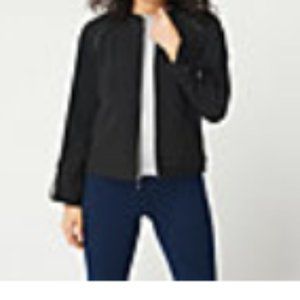 H by Halston Zip-Front Bomber Jacket with Drawstring Sleeves /Black - 20W